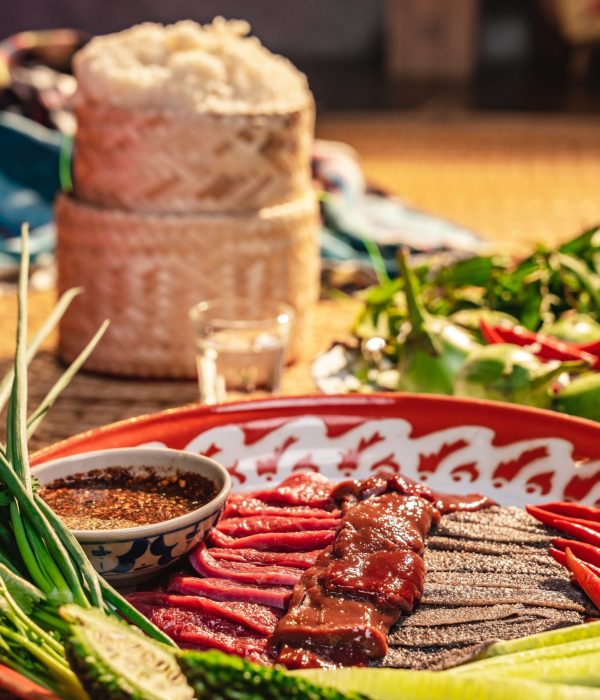 Traditional food Thailand, Thai local food menu with raw food ingredient in the local name of Soi Ju